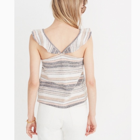 Madewell Texture Thread Ruffle Strap Tank - Picture 2 of 7